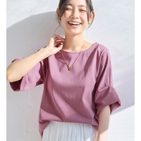 ひんやり細見え！デザイン袖トップス