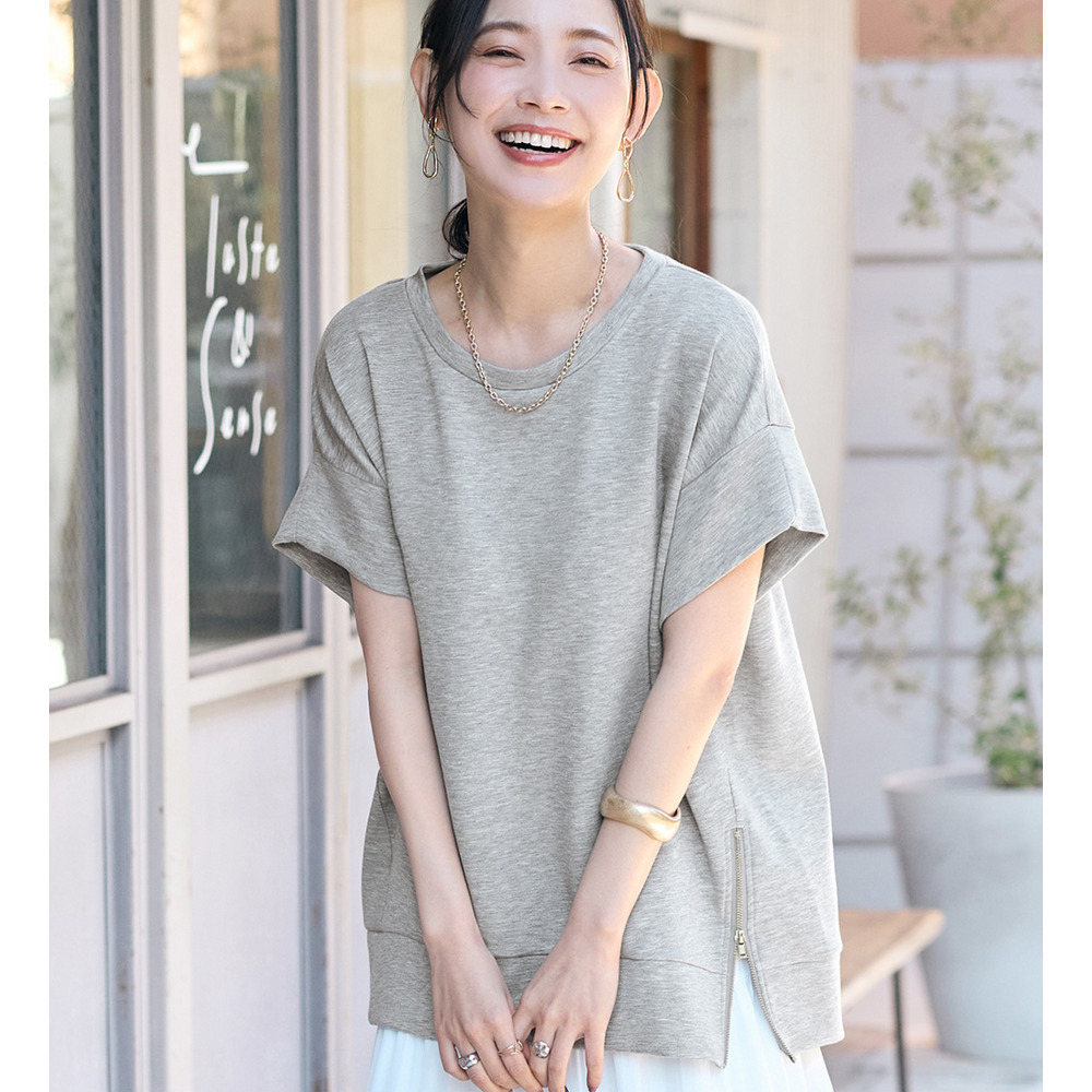 ひんやりなめらかダンボール裾ジップチュニック