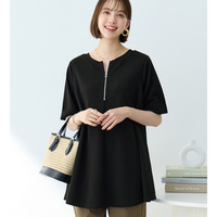 ひんやり＆シワになりにくい　エンボス素材Ａラインチュニック