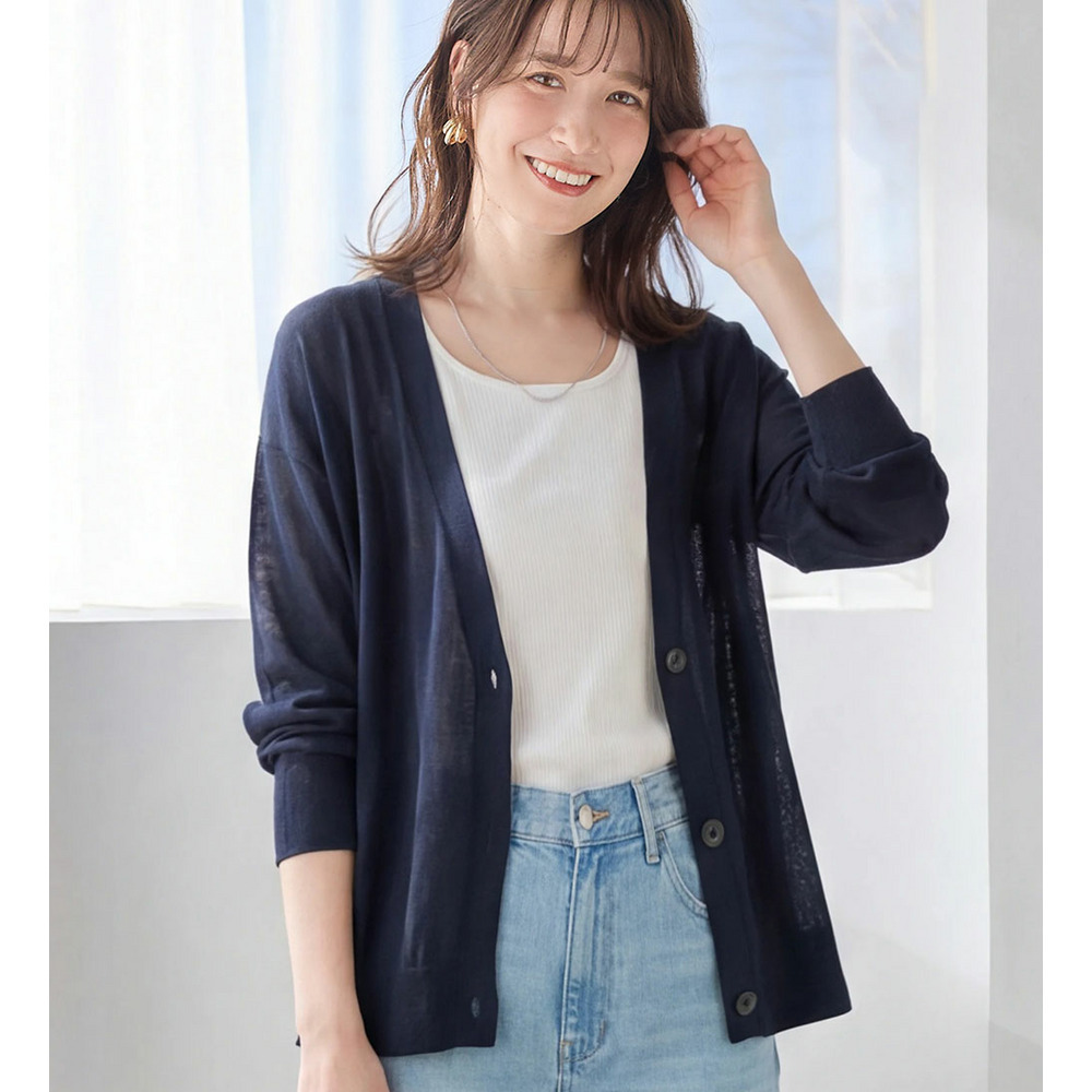 【ＵＶカット】さらっと軽いＶネックサマーニットカーディガン