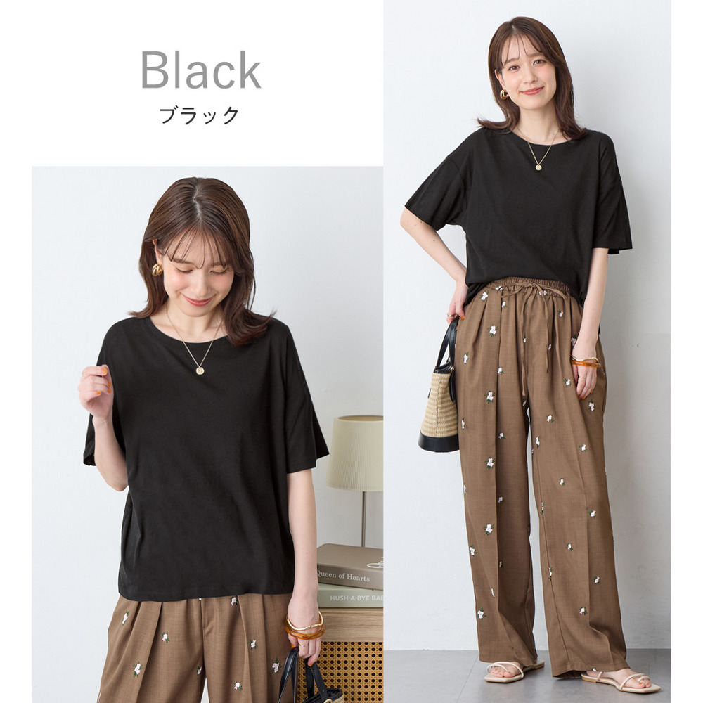 ほんのり透け感綿混セミシアートップス10