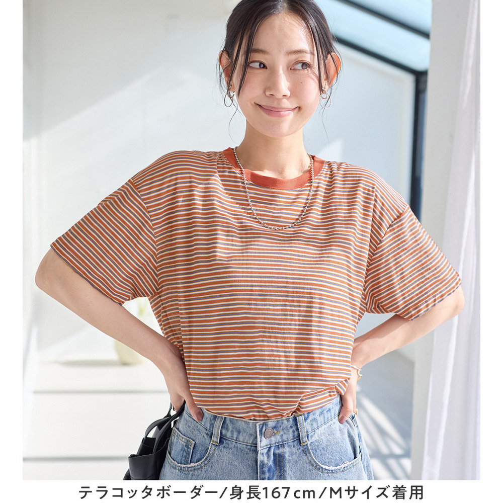 ほんのり透け感綿混セミシアートップス11