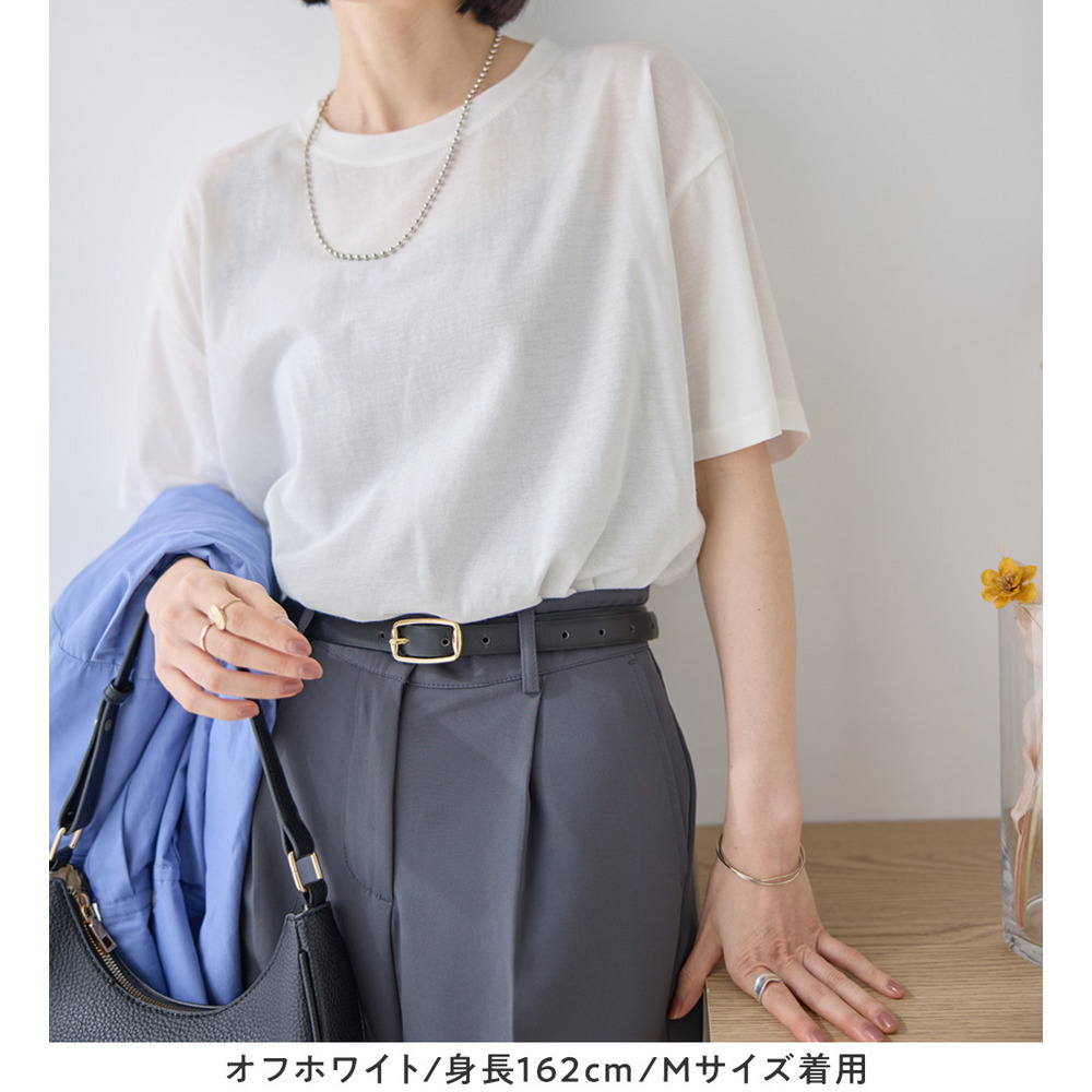 ほんのり透け感綿混セミシアートップス20