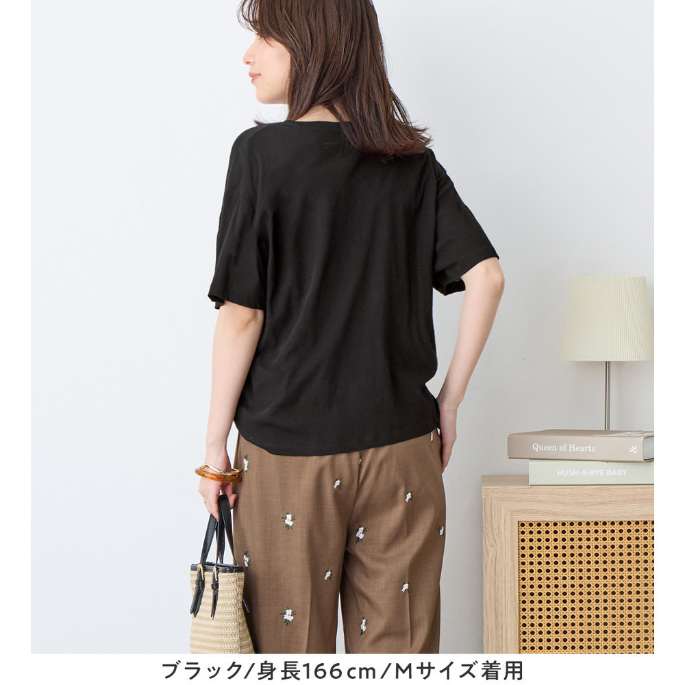 ほんのり透け感綿混セミシアートップス24