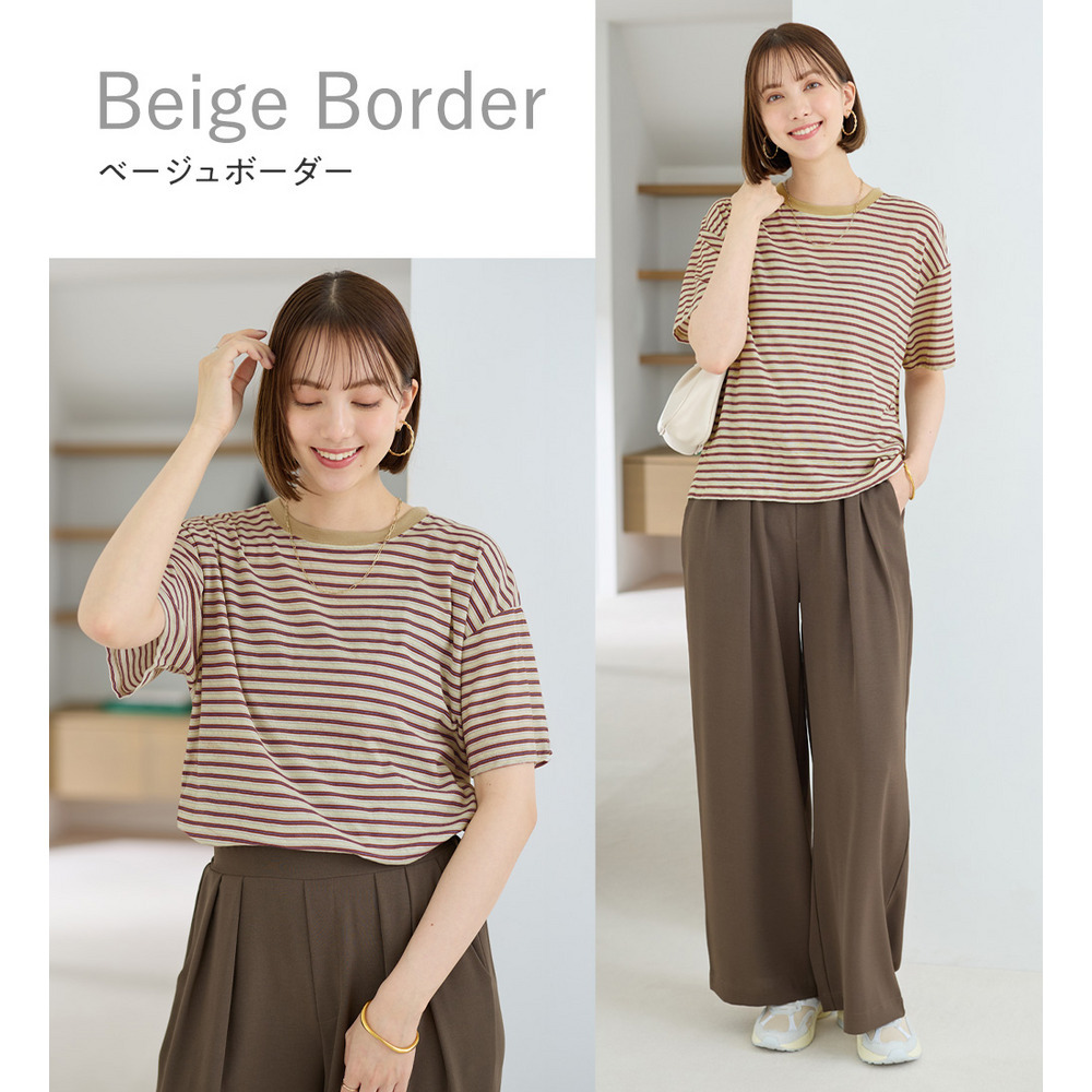 ほんのり透け感綿混セミシアートップス7