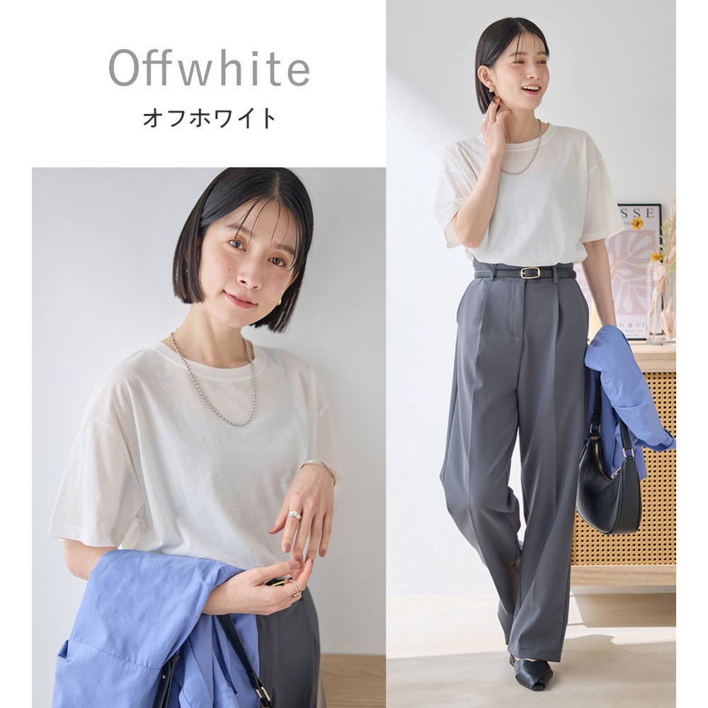 ほんのり透け感綿混セミシアートップス9