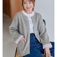 裏配色スナップニットカーデ