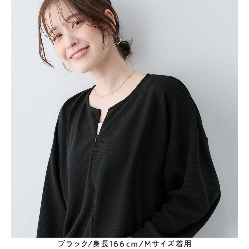 細見えラインリップル素材ジップトップス20