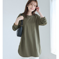 【長袖】さらり綿混チュニックTシャツ