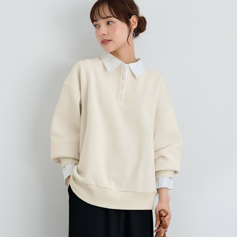 あったか裏起毛　レイヤード風トップス