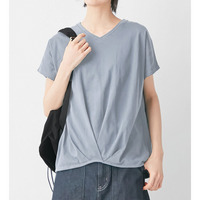 綿１００％ゆったり裾タックＴシャツ、カットソープルオーバー　大きいサイズ レディース