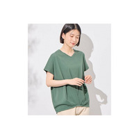 綿１００％ゆったり裾タックＴシャツ、カットソープルオーバー　大きいサイズ レディース