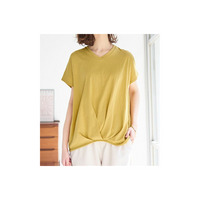 綿１００％ゆったり裾タックＴシャツ、カットソープルオーバー　大きいサイズ レディース
