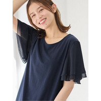 【５つの機能付】袖シフォンＴシャツ　大きいサイズ レディース