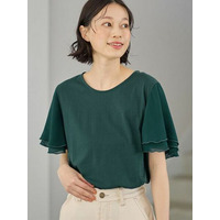 【５つの機能付】袖シフォンＴシャツ　大きいサイズ レディース