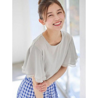 【５つの機能付】袖シフォンＴシャツ　大きいサイズ レディース