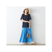 【５つの機能付】袖シフォンＴシャツ　大きいサイズ レディース