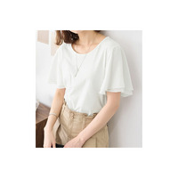 【５つの機能付】袖シフォンＴシャツ　大きいサイズ レディース
