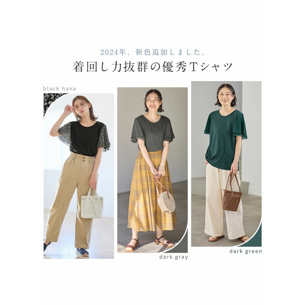 【５つの機能付】袖シフォンＴシャツ　大きいサイズ レディース10