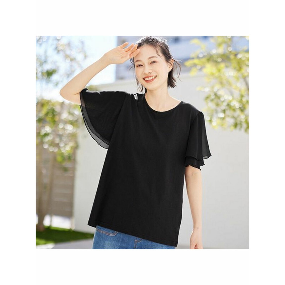 【５つの機能付】袖シフォンＴシャツ　大きいサイズ レディース14