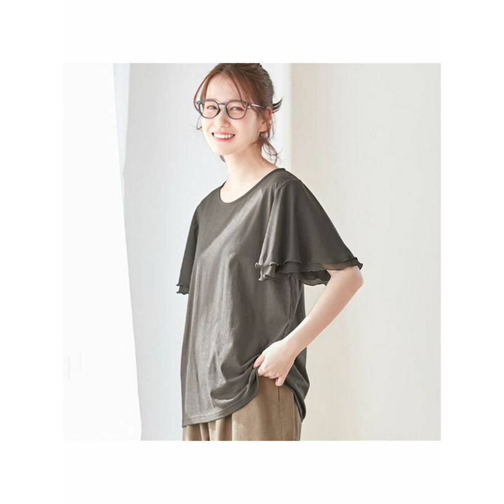 【５つの機能付】袖シフォンＴシャツ　大きいサイズ レディース19