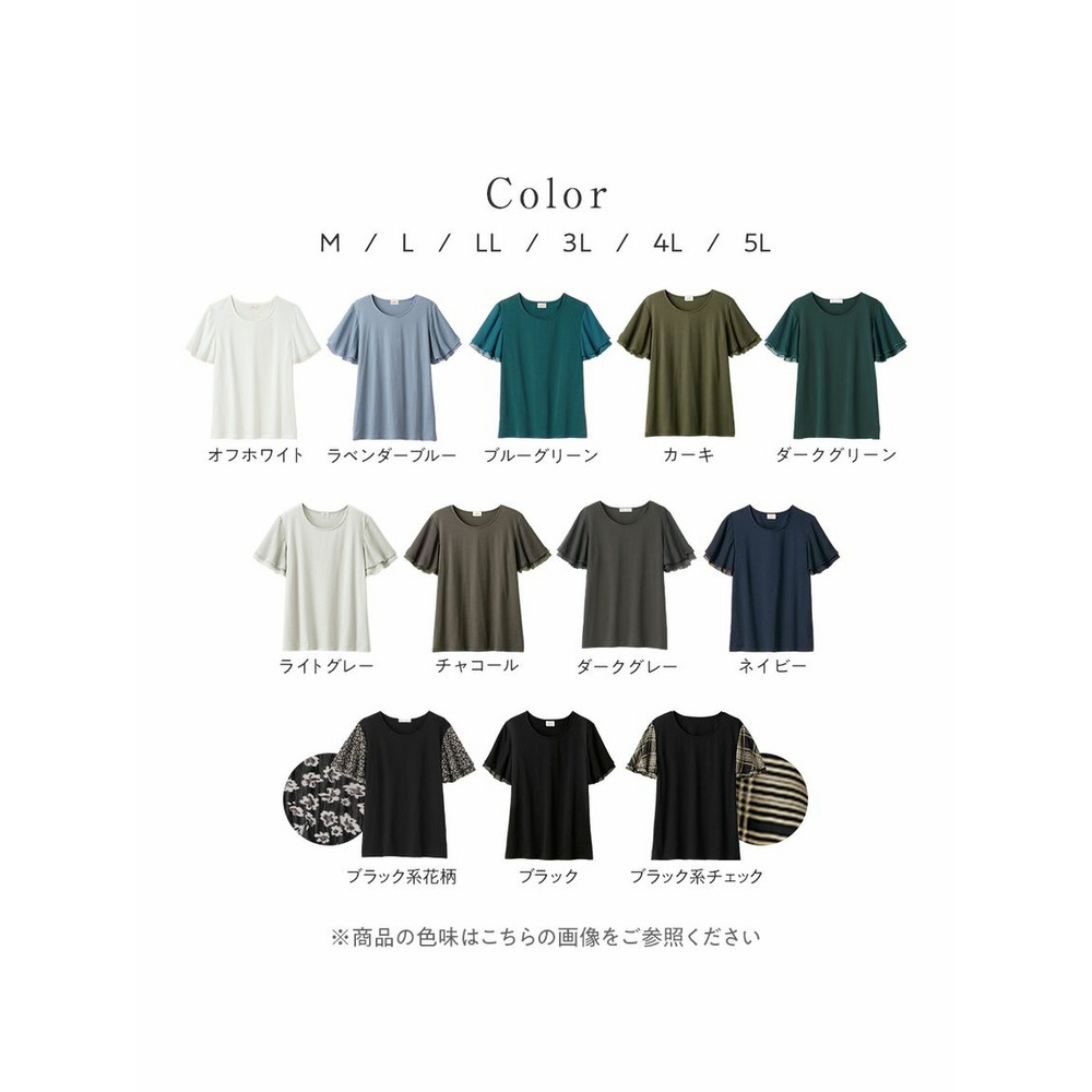 【５つの機能付】袖シフォンＴシャツ　大きいサイズ レディース4