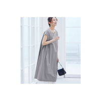 綿１００％タック使いワンピース（レギュラー丈）　大きいサイズ レディース