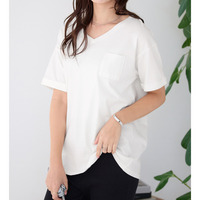 綿１００％ポケット付ゆるＴシャツ　大きいサイズ レディース