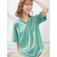 【4つの機能付】すっきりＶネックＴシャツブラウス　大きいサイズ レディース