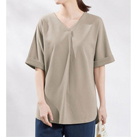 【4つの機能付】すっきりＶネックＴシャツブラウス　大きいサイズ レディース