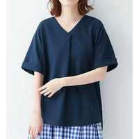 【4つの機能付】すっきりＶネックＴシャツブラウス　大きいサイズ レディース