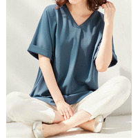 【4つの機能付】すっきりＶネックＴシャツブラウス　大きいサイズ レディース