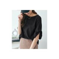綿１００％袖タックＴシャツ　大きいサイズ レディース