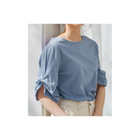 綿１００％袖タックＴシャツ　大きいサイズ レディース