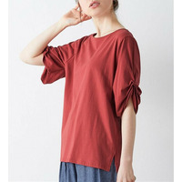 綿１００％袖タックＴシャツ　大きいサイズ レディース