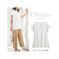 綿１００％キーネックゆったりＴシャツ　大きいサイズ レディース