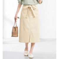 楽ちんきれいリボン付デニムスカート　大きいサイズ レディース