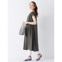 【選べる！】綿１００％タック使いワンピース（ショート丈）　大きいサイズ レディース