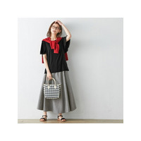 麻調フレアーマキシ丈スカート　大きいサイズ レディース