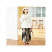 チェック柄マキシ丈フレアースカート　大きいサイズ レディース