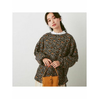 おさんぽ猫プリントブラウス　大きいサイズレディース