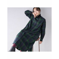 ビックチェックシャツワンピース　大きいサイズレディース