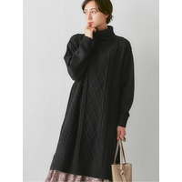 ふんわりケーブルニットワンピ　大きいサイズレディース