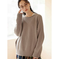 【静電気防止】綿１００％鹿の子編みゆるニット　大きいサイズレディース