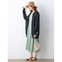 フード付サマーニットドルマンカーディガン　大きいサイズ レディース