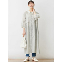 クレリックデザインウエスト切替ワンピース　大きいサイズ レディース