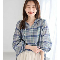 華やかチェック柄カフタンブラウス