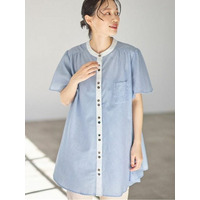 クレリックデザインフレアー袖チュニック　大きいサイズレディース