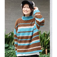 シャギーボーダーニットプルオーバー(大きいサイズ)