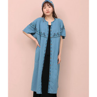 Rico ライトデニムペイズリー刺繍ワンピース